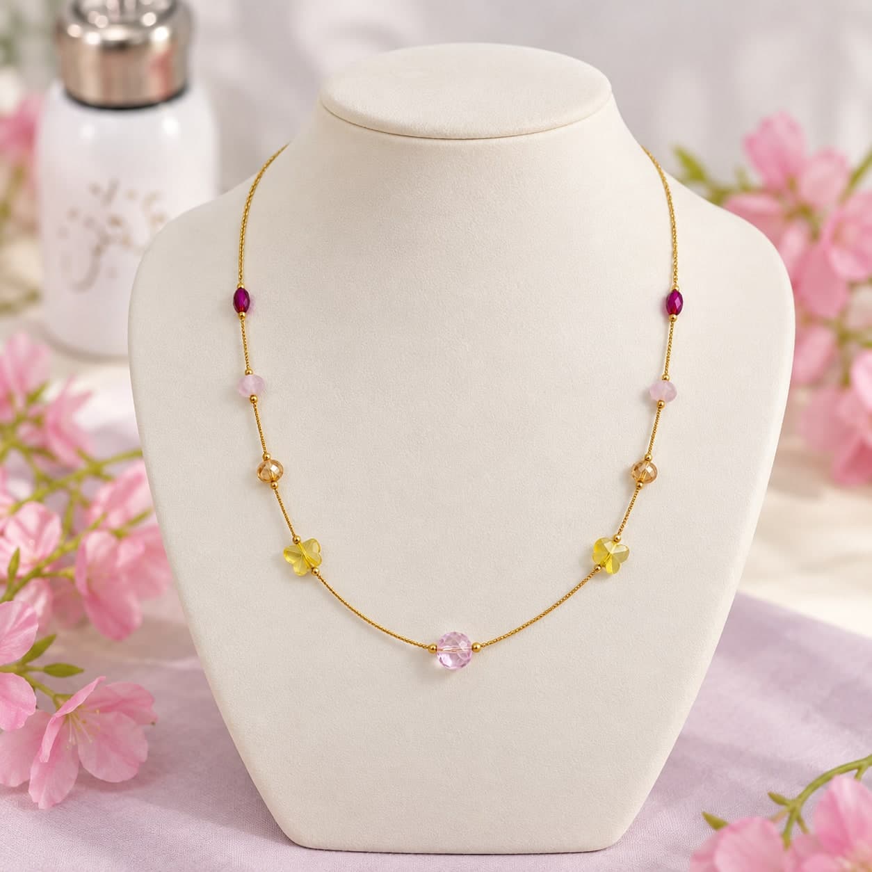 Pastel Glow Beaded Necklace