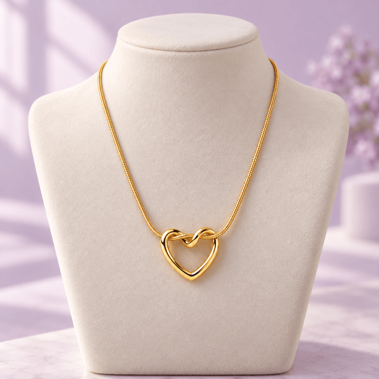 Golden Heart Loop Necklace