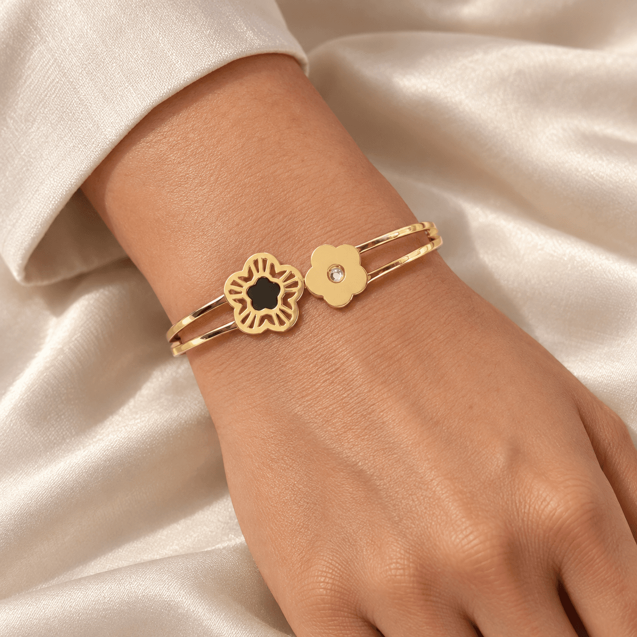 Twin Flower Open Cuff
