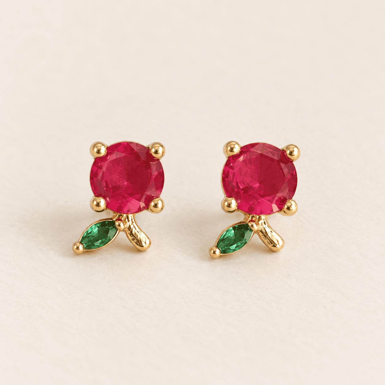 Red Bloom Stud Earrings