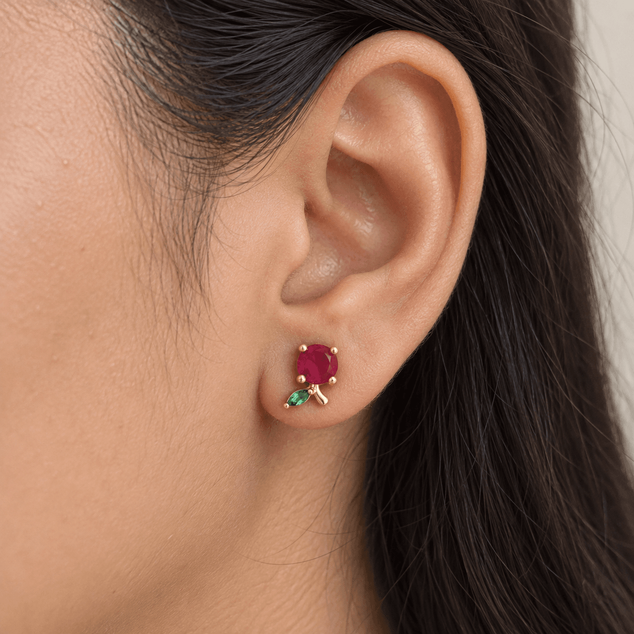 Red Bloom Stud Earrings
