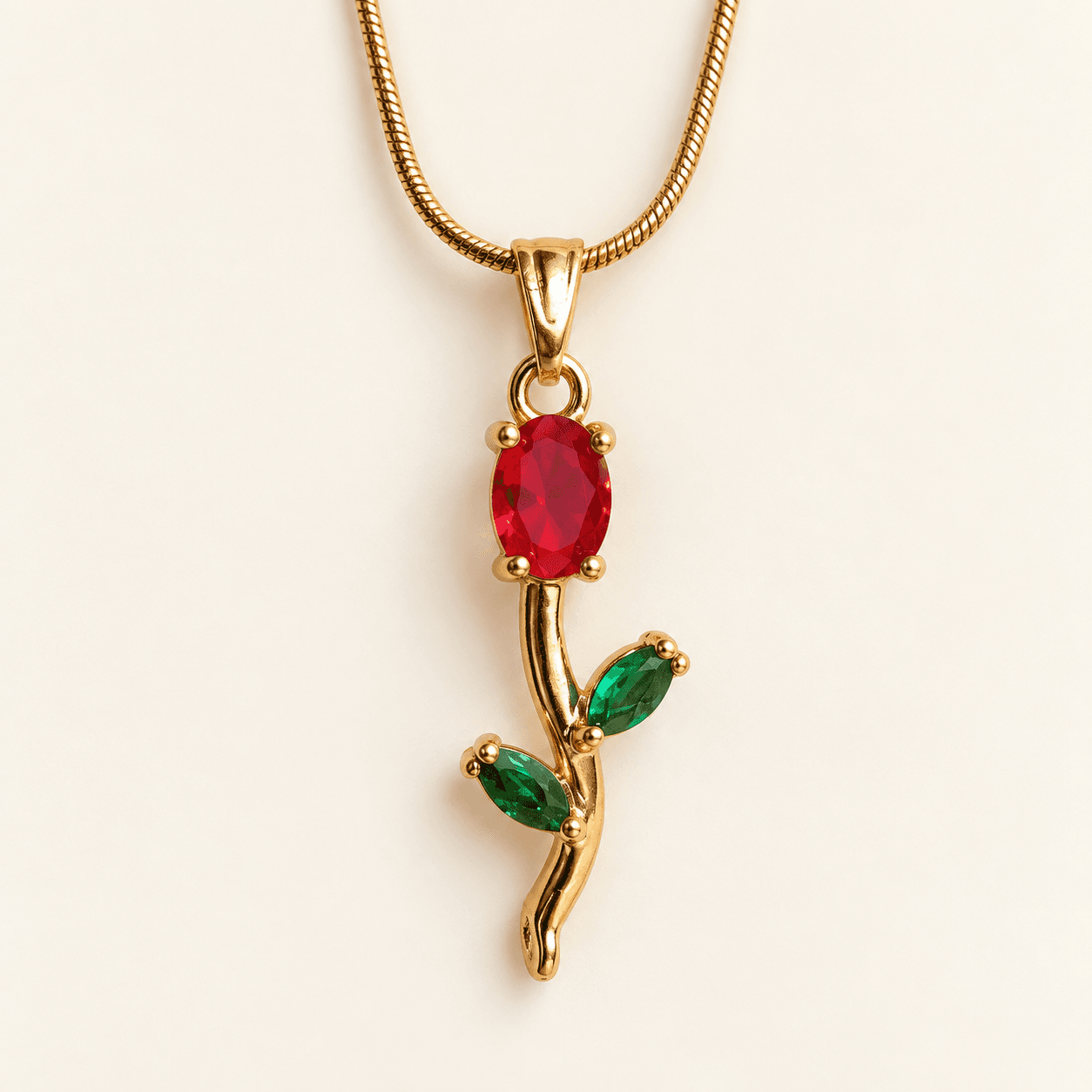 Rose Stem Pendant Necklace