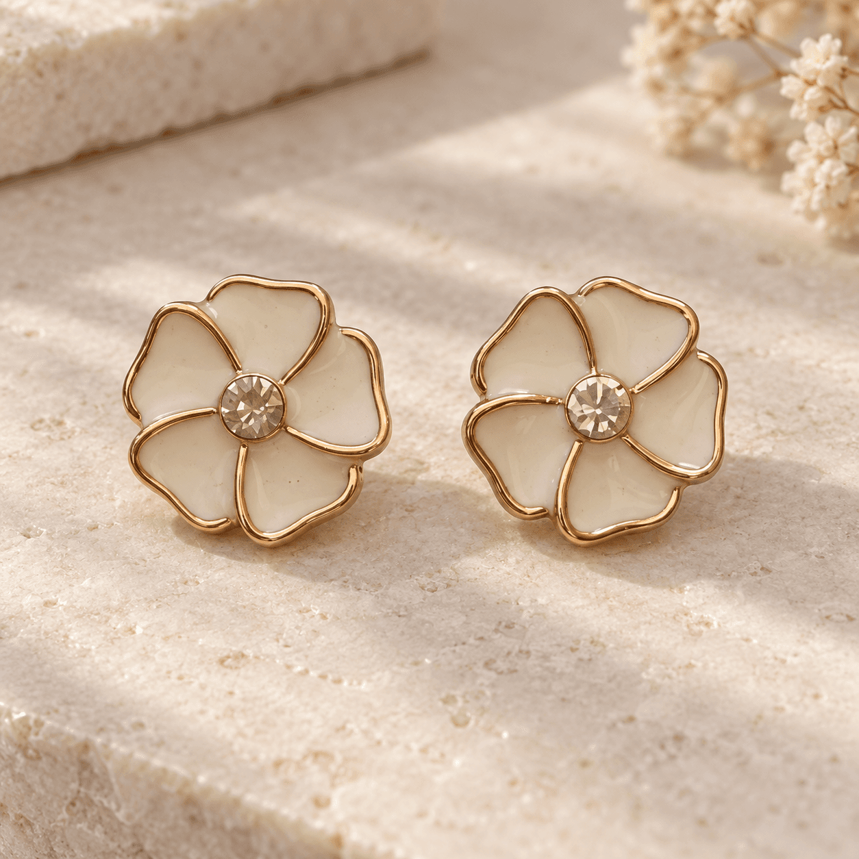 Ivory Petal Stud Earrings
