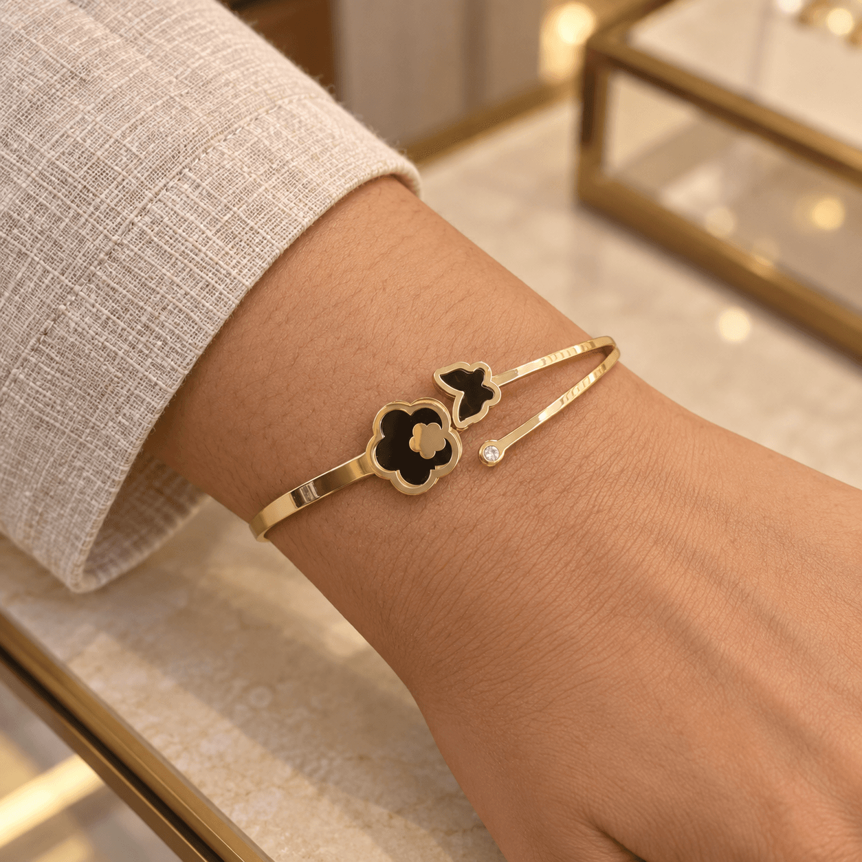 Black Bloom & Butterfly Cuff