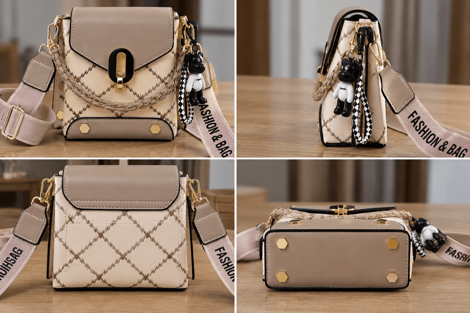 Broad Belt Sling Bag with Beautiful Keychain