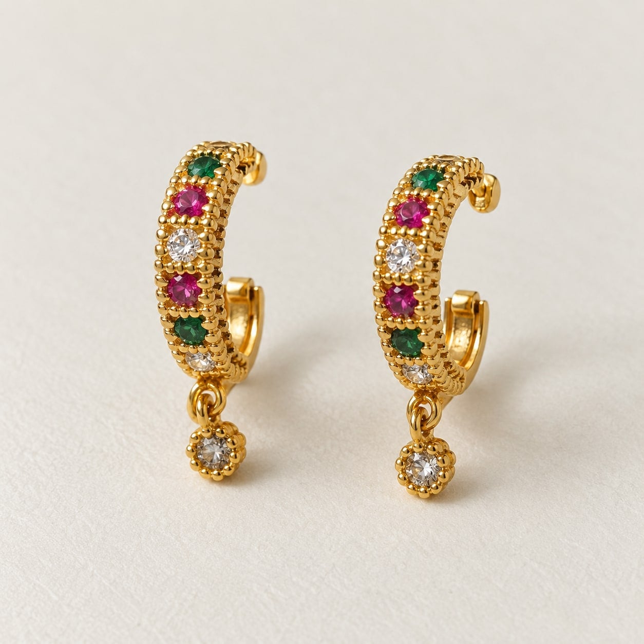 Multicolour Crystal Drop Hoop Earrings