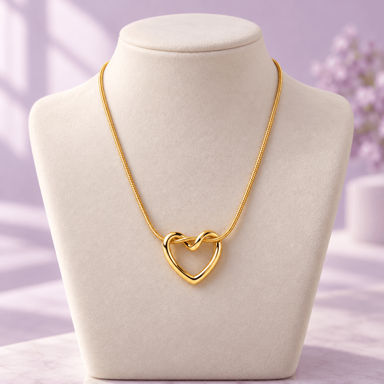 Golden Heart Loop Necklace