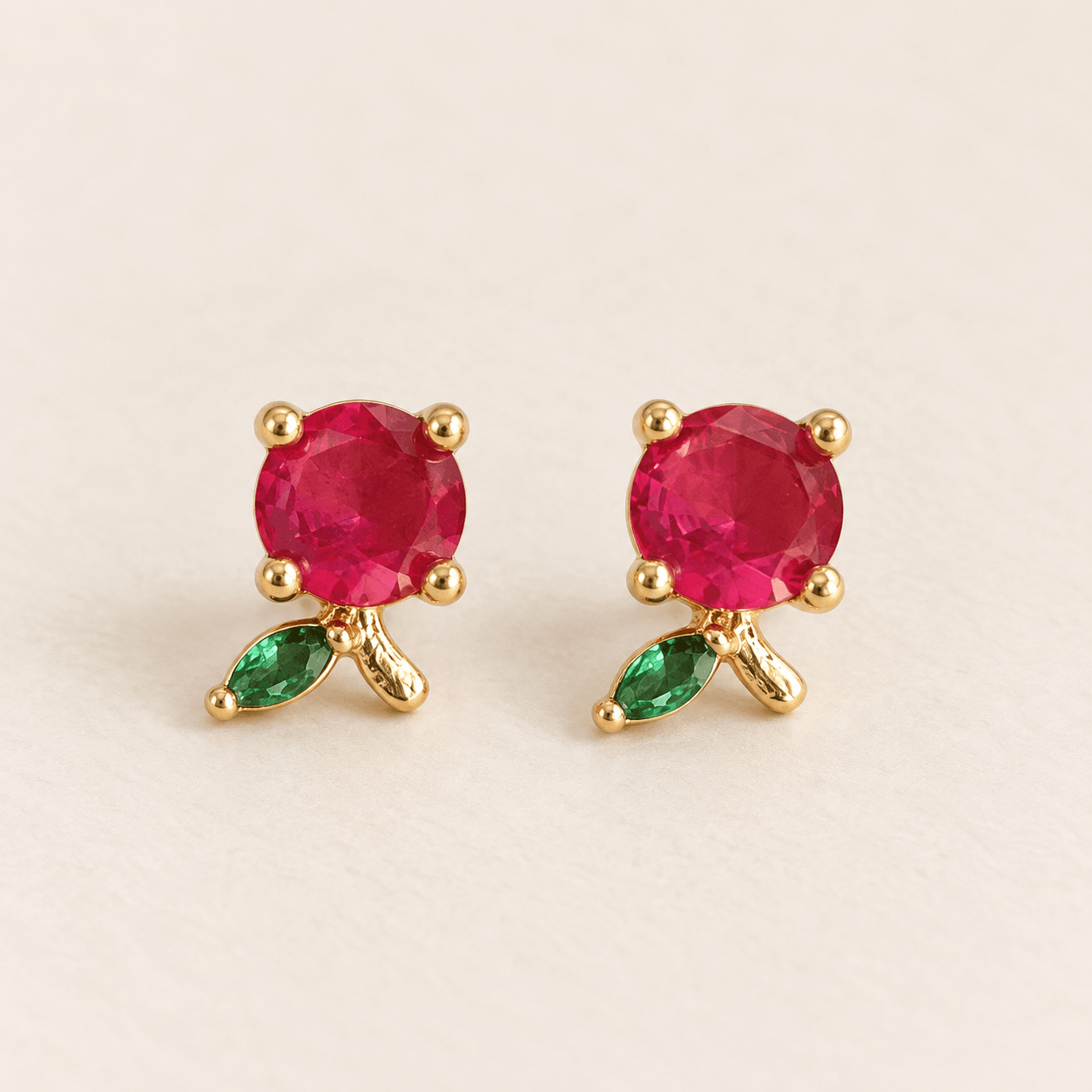 Red Bloom Stud Earrings