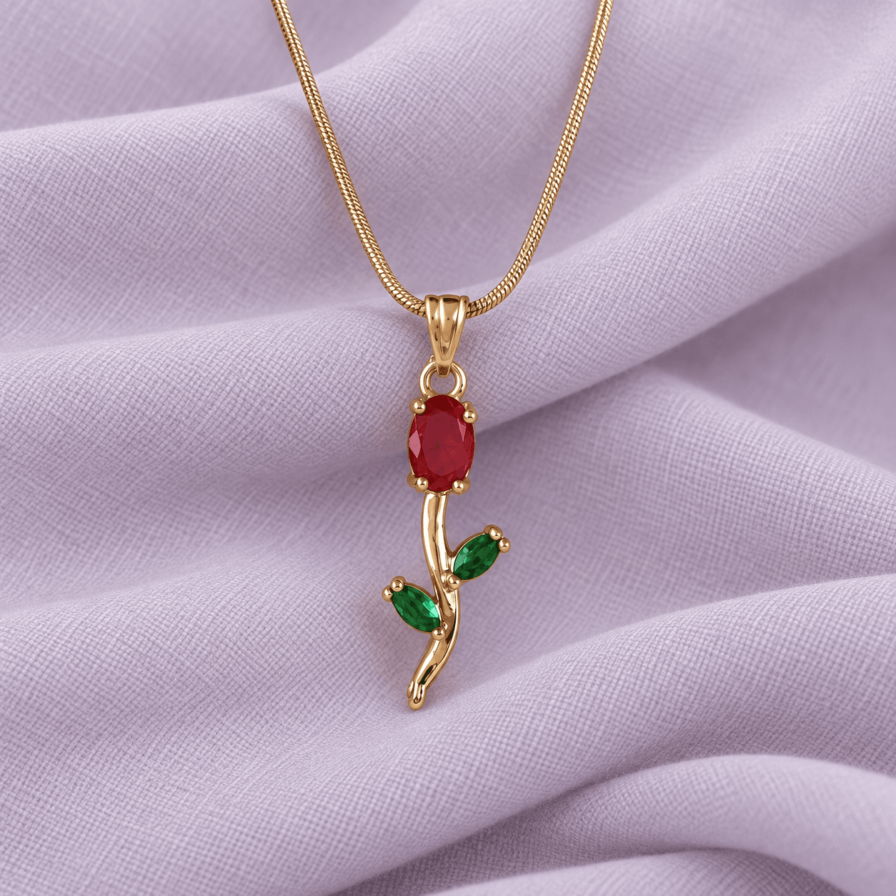 Rose Stem Pendant Necklace
