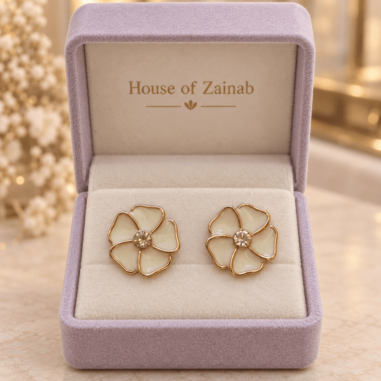 Ivory Petal Stud Earrings